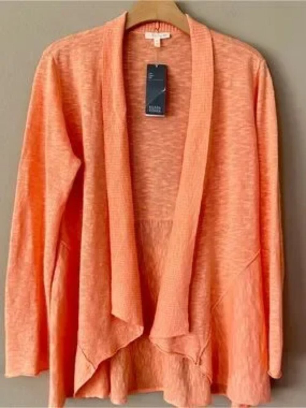 NWT Eileen Fisher Linen Blend Coral Open Drape Cardigan Size M